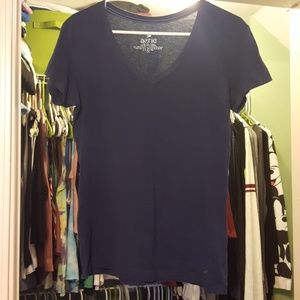 Navy v neck shirt